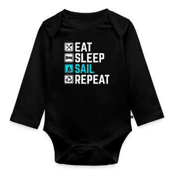 sailing sailing sailing boat - Organic Longsleeve Baby Bodysuit - black - Front