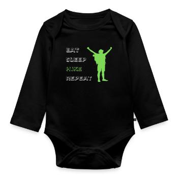 Eat Sleep Hike Repeat - Organic Longsleeve Baby Bodysuit - black - Front
