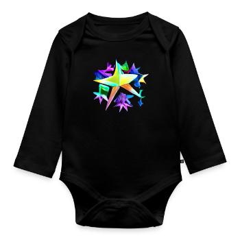 Stern bunt - Baby Bio-Langarm-Body - Schwarz - Vorne