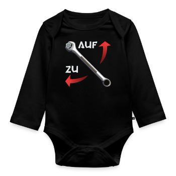Schraubenschlüssel auf zu2 - Baby Bio-Langarm-Body - Schwarz - Vorne