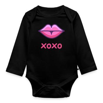 XOXO Kissing Mouth - Organic Longsleeve Baby Bodysuit - black - Front