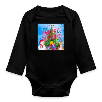 Happy holidays. Christmas - Organic Longsleeve Baby Bodysuit - black - Front