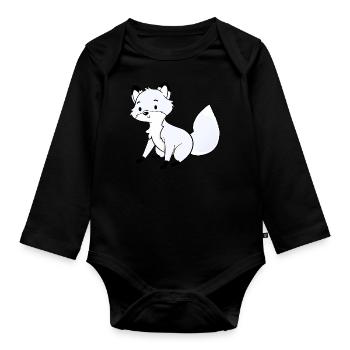 Arctic fox - Organic Longsleeve Baby Bodysuit - black - Front