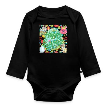 Happy holidays - Organic Longsleeve Baby Bodysuit - black - Front