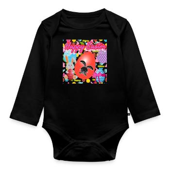 Happy holidays - Organic Longsleeve Baby Bodysuit - black - Front