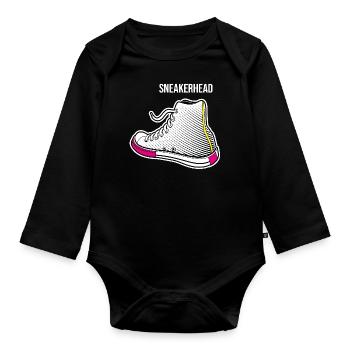 Sneakhead - Baby Bio-Langarm-Body - Schwarz - Vorne