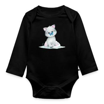 Cute arctic fox - Organic Longsleeve Baby Bodysuit - black - Front
