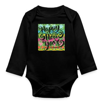 Frohes neues Jahr! - Baby Bio-Langarm-Body - Schwarz - Vorne