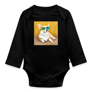 Cooler Corgi - Baby Bio-Langarm-Body - Schwarz - Vorne