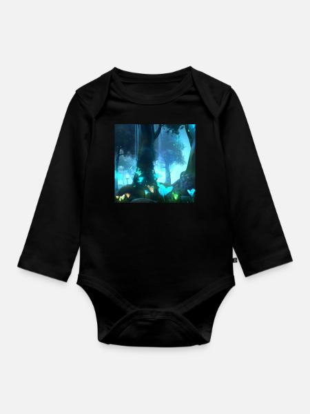 Magischer Wald - Baby Bio-Langarm-Body - Schwarz