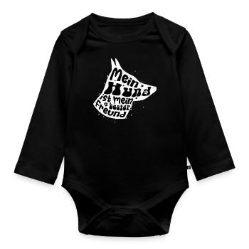 Mon chien est mon meilleur ami - Body Bébé bio manches longues - noir - Devant
