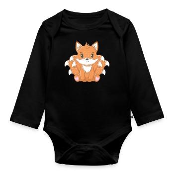 Kitsune - Baby Bio-Langarm-Body - Schwarz - Vorne