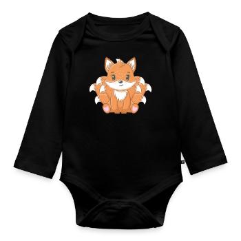 Kitsune - Baby Bio-Langarm-Body - Schwarz - Vorne
