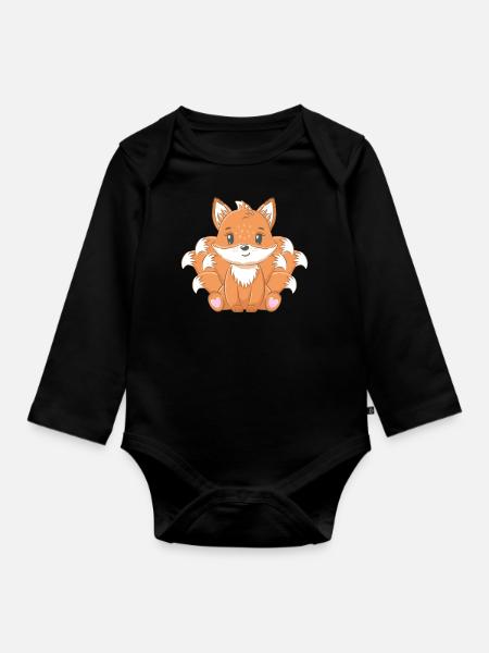 Kitsune - Baby Bio-Langarm-Body - Schwarz