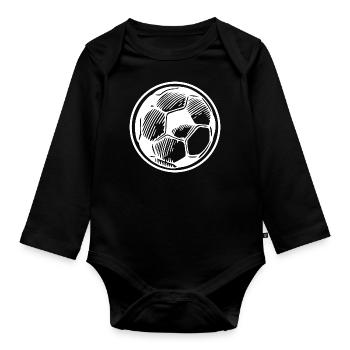 Fußball Soccer - Baby Bio-Langarm-Body - Schwarz - Vorne