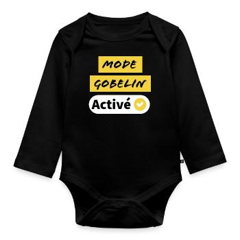 Mode Gobelin Activé humour - Body Bébé bio manches longues - noir - Devant