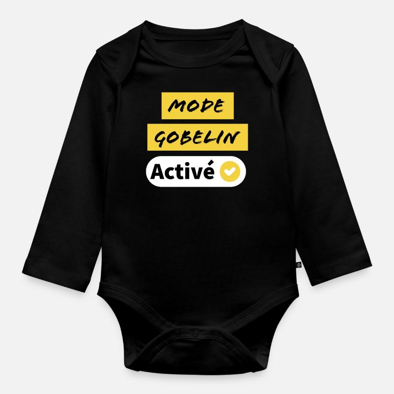 Mode Gobelin Activé humour - Body Bébé bio manches longues - noir