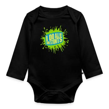 all my own stunts - Organic Longsleeve Baby Bodysuit - black - Front
