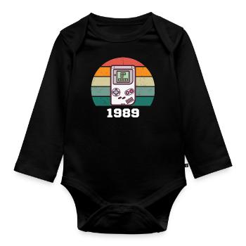 RETRO GAMER 1989 - Baby Bio-Langarm-Body - Schwarz - Vorne