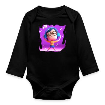 LUSTIGE MUSIK ILLUSTRATION 6 - Baby Bio-Langarm-Body - Schwarz - Vorne