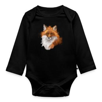 Fox - Baby Bio-Langarm-Body - Schwarz - Vorne