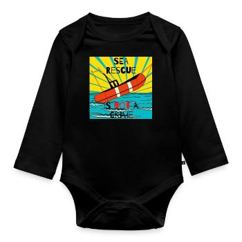 Sea rescue is not a crime - Organic Longsleeve Baby Bodysuit - black - Front