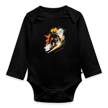 Snow and action: skiers and adrenaline - Organic Longsleeve Baby Bodysuit - black - Front