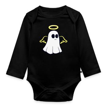 Ange gardien fantôme - Body Bébé bio manches longues - noir - Devant