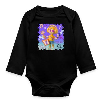 LUSTIGE MUSIK 6 - Baby Bio-Langarm-Body - Schwarz - Vorne