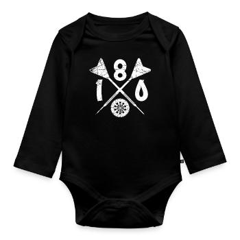Funny Vintage Retro Darts Shirt Dart X 180 - Organic Longsleeve Baby Bodysuit - black - Front