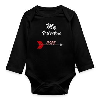 My Valentine 2025 Design - Organic Longsleeve Baby Bodysuit - black - Front