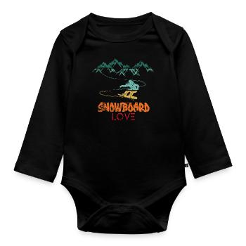 Snowboard Snowboarding Shirt Board Love Vintage - Baby Bio-Langarm-Body - Schwarz - Vorne