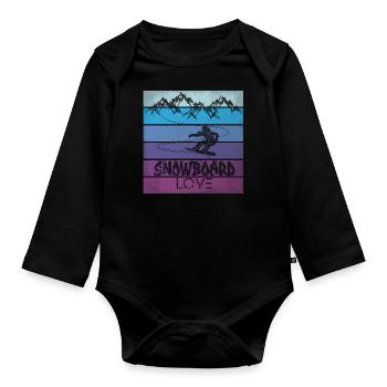 Snowboard Snowboarding Shirt Board Love Vintage - Baby Bio-Langarm-Body - Schwarz - Vorne