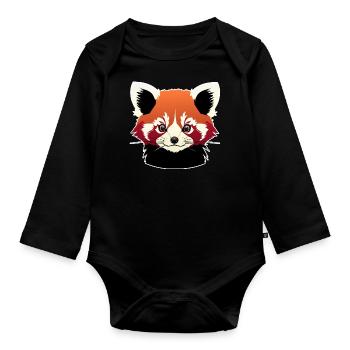 Red Panda (Catbear) - Organic Longsleeve Baby Bodysuit - black - Front