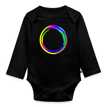 Rainbow dégradé coloré cool rétro tendance Art 4 - Body Bébé bio manches longues - noir - Devant