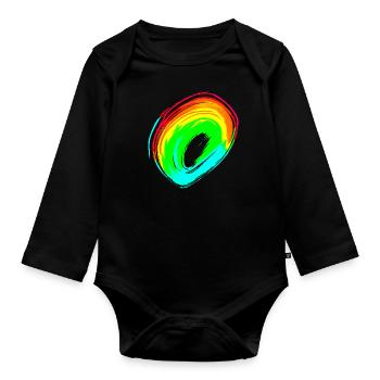 Rainbow dégradé coloré cool rétro tendance Art 3 - Body Bébé bio manches longues - noir - Devant