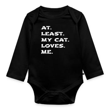 Chaton Humour Drôle Citation Anniversaire - Body Bébé bio manches longues - noir - Devant