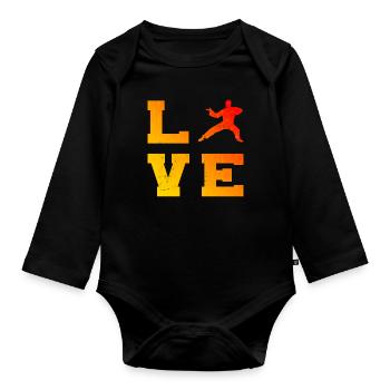 Kung Fu Arts Martiaux Hommes Femmes Wushu Kungfu - Body Bébé bio manches longues - noir - Devant
