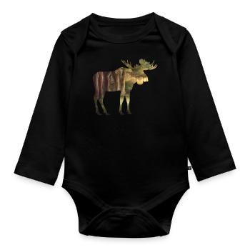 Moose - Organic Longsleeve Baby Bodysuit - black - Front