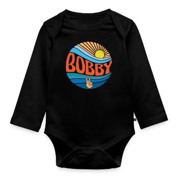 Bobby Hemd Vintage Sunset Bobby Groovy Tie Dye - Baby Bio-Langarm-Body - Schwarz - Vorne