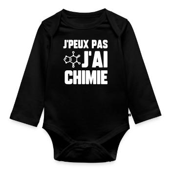 J’peux pas j’ai chimie - Body Bébé bio manches longues - noir - Devant