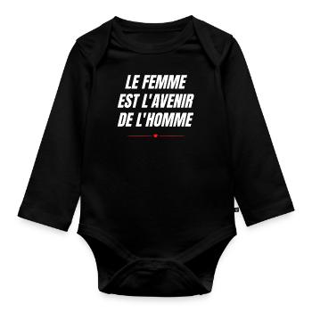 la femme est l'avenir de l'homme - Body Bébé bio manches longues - noir - Devant