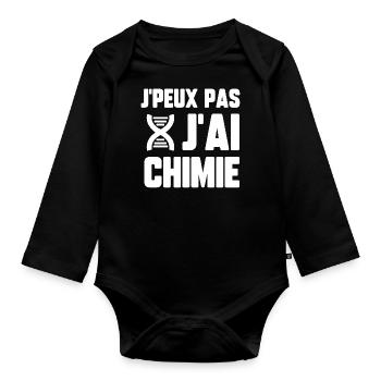 J’peux pas j’ai chimie - Body Bébé bio manches longues - noir - Devant