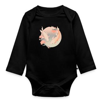 Carpe koi - illustration - Body Bébé bio manches longues - noir - Devant