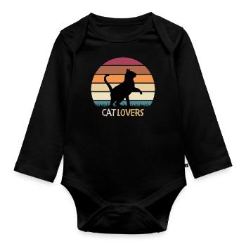 Cat lover - Cat lover - Organic Longsleeve Baby Bodysuit - black - Front