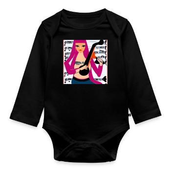 Music Girl - Body orgánico de manga larga para bebé - negro - delante