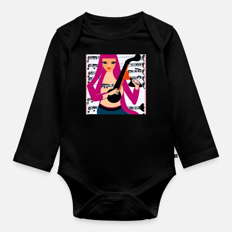Musik Mädchen - Baby Bio-Langarm-Body - Schwarz