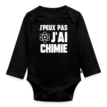 J’peux pas j’ai chimie - Body Bébé bio manches longues - noir - Devant