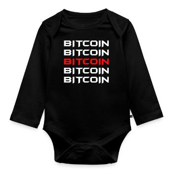 Bitcoin Trading Crypto Aktien - Baby Bio-Langarm-Body - Schwarz - Vorne