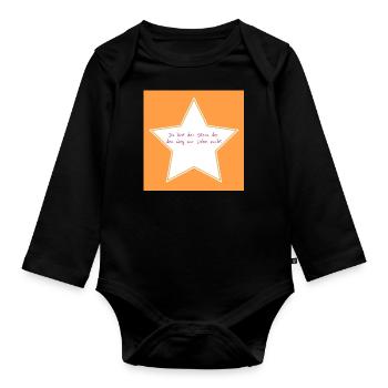 You are the star that seeks the way to love - Organic Longsleeve Baby Bodysuit - black - Front